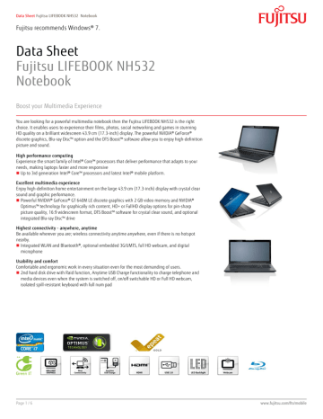Fujitsu LIFEBOOK NH532 Datasheet | Manualzz