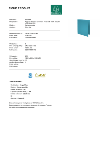 Exacompta 830006E Datasheet Exacompta 830006E Datasheet