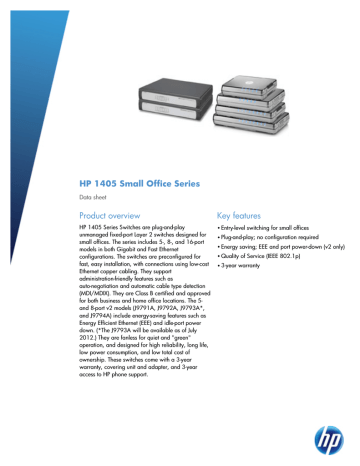 Hewlett Packard Enterprise V 1405-5G v2 Datasheet | Manualzz