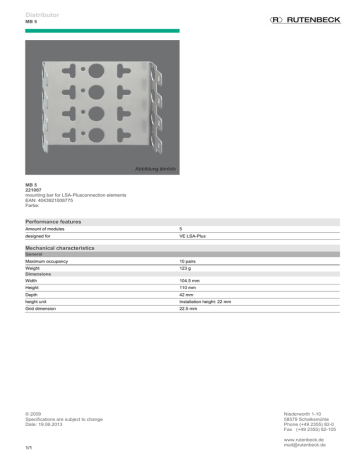 Rutenbeck 221007 mounting kit Datasheet | Manualzz