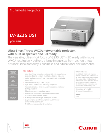 Canon LV 8235 UST Datasheet | Manualzz