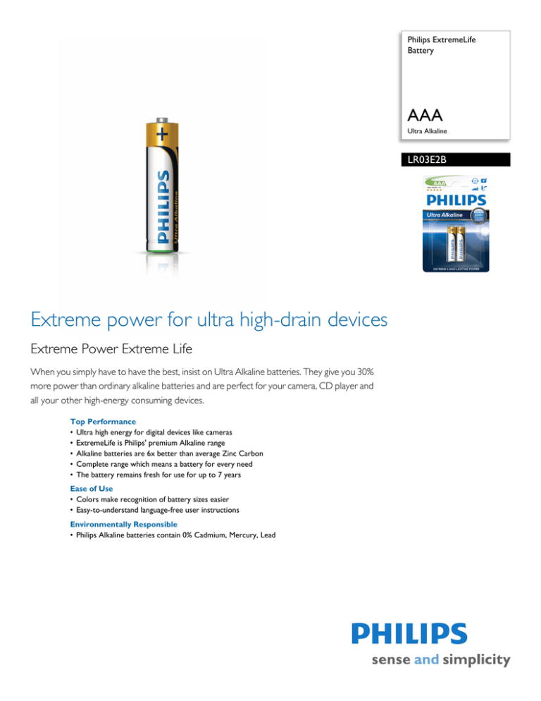 Philips LR03E2B/17 Datasheet Philips LR03E2B/17 Datasheet