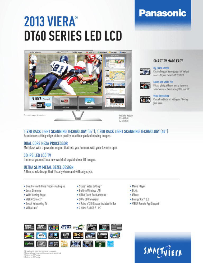 Panasonic TC-L55DT60, TC-L60DT60 Datasheet Panasonic TC-L55DT60, TC-L60DT60 Datasheet
