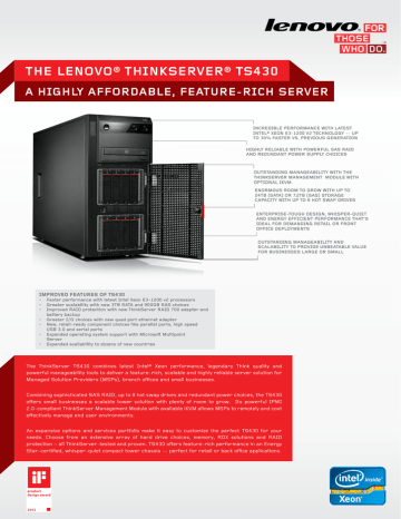 Lenovo ThinkServer TS430 Datasheet | Manualzz