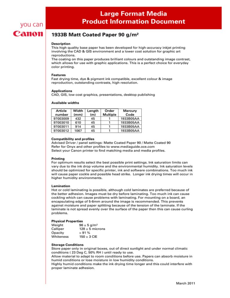 Canon 1933B002, 1933B003, 1933B005, 1933B001 Datasheet Canon 1933B002, 1933B003, 1933B005, 1933B001 Datasheet