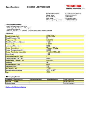 Toshiba 9W G13 Datasheet | Manualzz Toshiba 9W G13 Datasheet | Manualzz