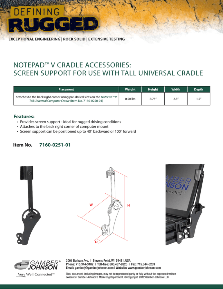 Gamber-Johnson 7160-0251-01 Datasheet Gamber-Johnson 7160-0251-01 Datasheet
