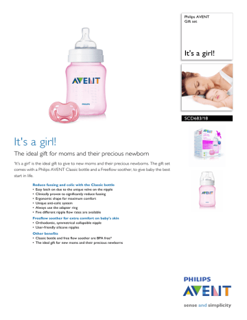 Philips AVENT AVENT Gift set SCD683/18 It's a girl! Datasheet | Manualzz