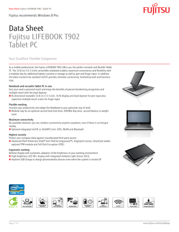 Fujitsu LIFEBOOK T902 Datasheet | Manualzz