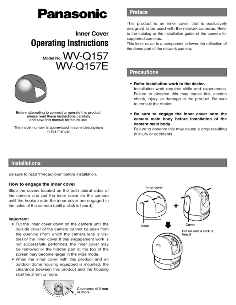 Panasonic WVQ157, WV-Q157E Datasheet Panasonic WVQ157, WV-Q157E Datasheet