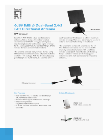 LevelOne 6/8dBi Dual-band Directional Antenna Datasheet | Manualzz