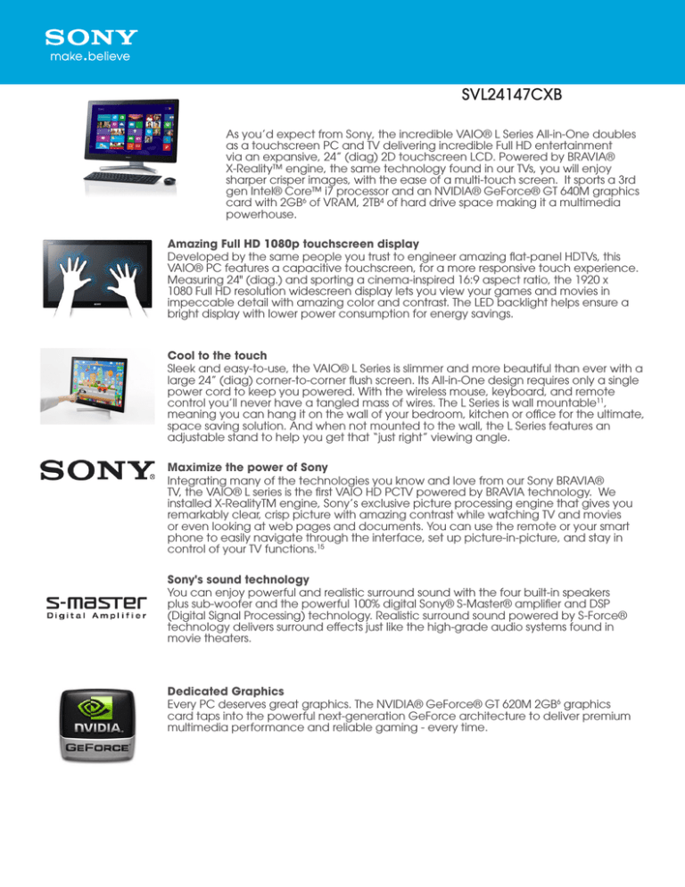Sony SVL24147CXB Datasheet Sony SVL24147CXB Datasheet