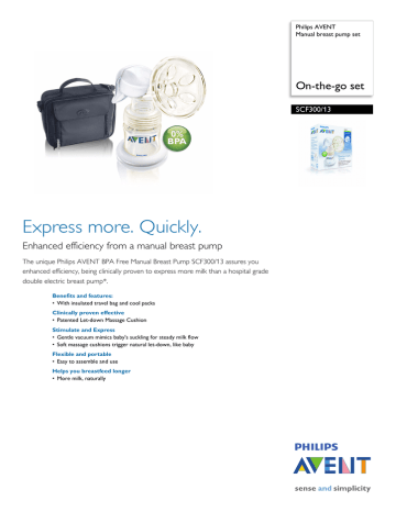 Philips AVENT SCF300/13 Datasheet Philips AVENT SCF300/13 Datasheet