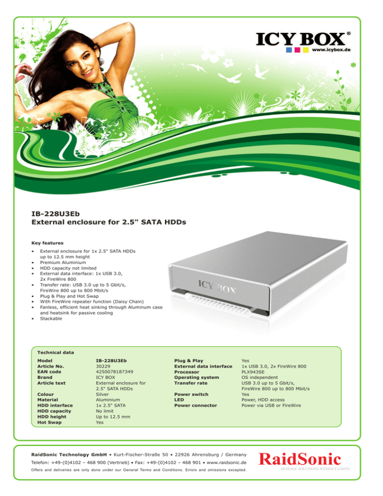 RaidSonic 30229, IB-228U3EB Datasheet RaidSonic 30229, IB-228U3EB Datasheet
