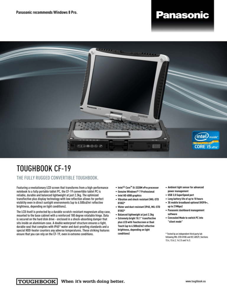 Panasonic CF-191DAAXDA, CF-19ADNC7DA, CF-191HAAXDA, CF-191JAAXDA, CF-191DAC7DA, CF-19ADCC7DA, CF-191DCC7DA, CF-19ARNAXDE, CF-19ADCC0DA Datasheet Panasonic CF-191DAAXDA, CF-19ADNC7DA, CF-191HAAXDA, CF-191JAAXDA, CF-191DAC7DA, CF-19ADCC7DA, CF-191DCC7DA, CF-19ARNAXDE, CF-19ADCC0DA Datasheet