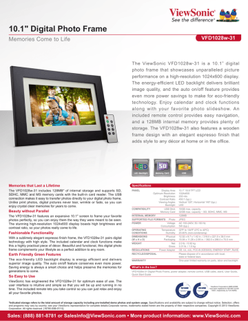 ViewSonic VFD1028W-31 Datasheet ViewSonic VFD1028W-31 Datasheet