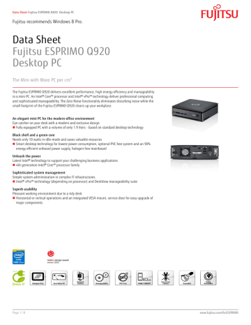 Fujitsu ESPRIMO Q920 Datasheet Manualzz