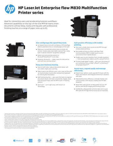 HP LaserJet Enterprise flow M830z Datasheet | Manualzz