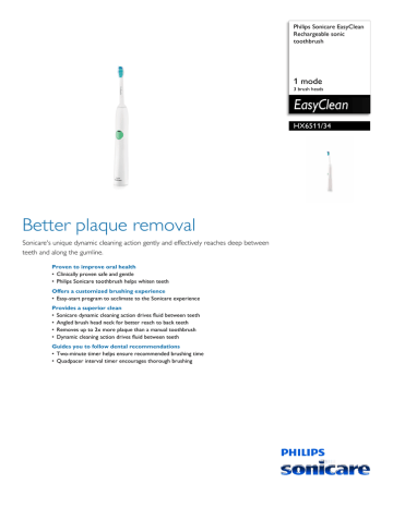 Philips HX6511/34 Datasheet Philips HX6511/34 Datasheet