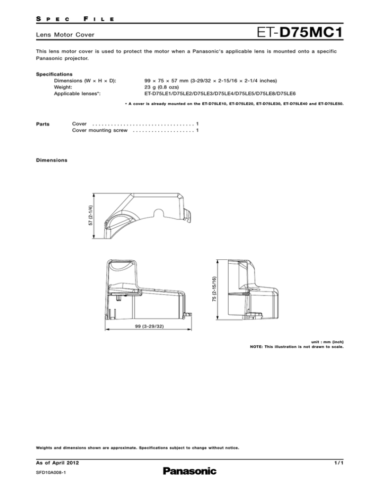 Panasonic ET-D75MC1 Datasheet Panasonic ET-D75MC1 Datasheet