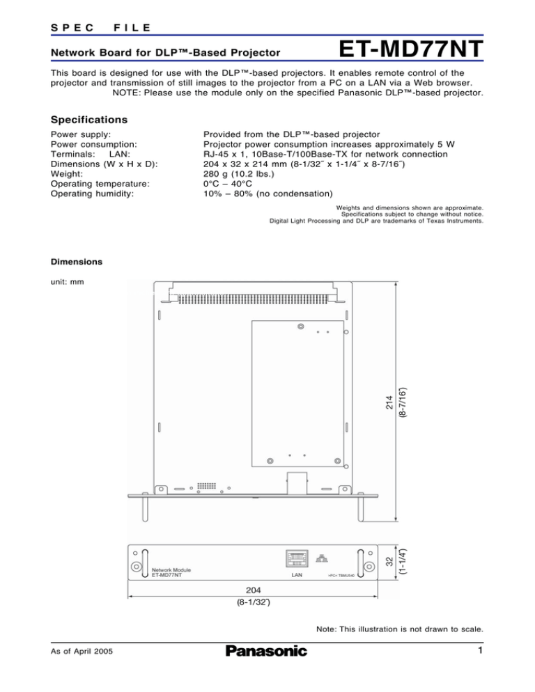 Panasonic ET-MD77NT Datasheet Panasonic ET-MD77NT Datasheet