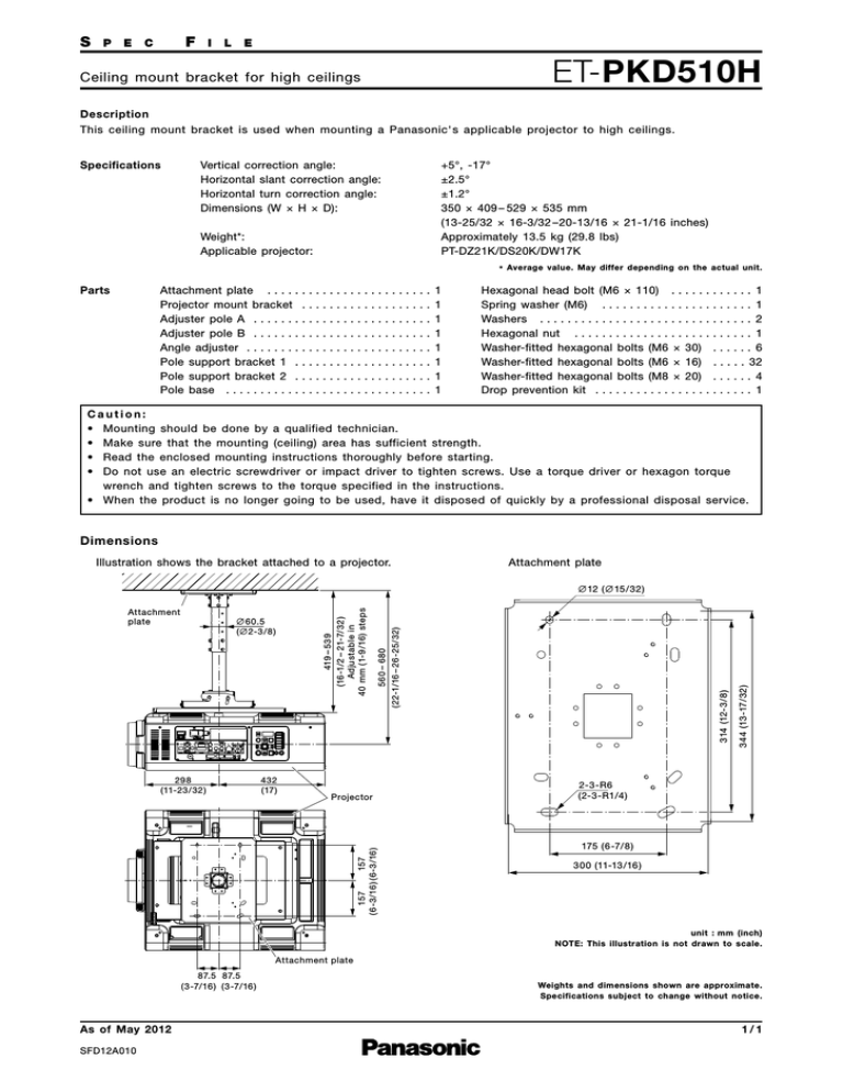 Panasonic ET-PKD510H Datasheet Panasonic ET-PKD510H Datasheet