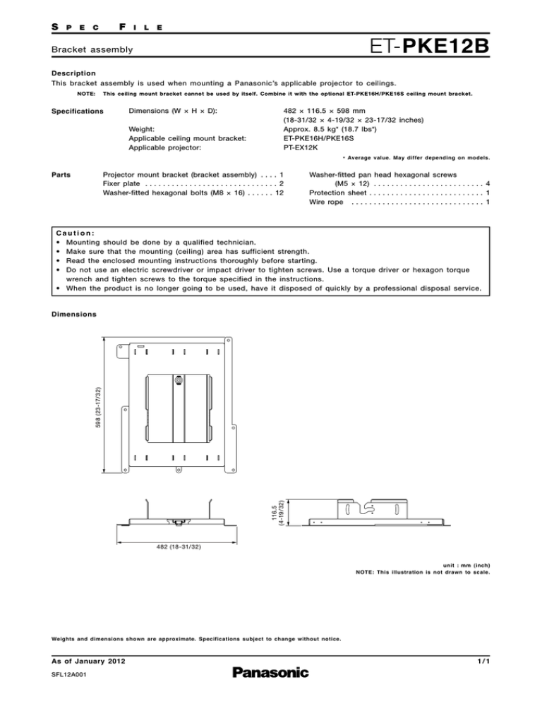 Panasonic ET-PKE12B Datasheet Panasonic ET-PKE12B Datasheet