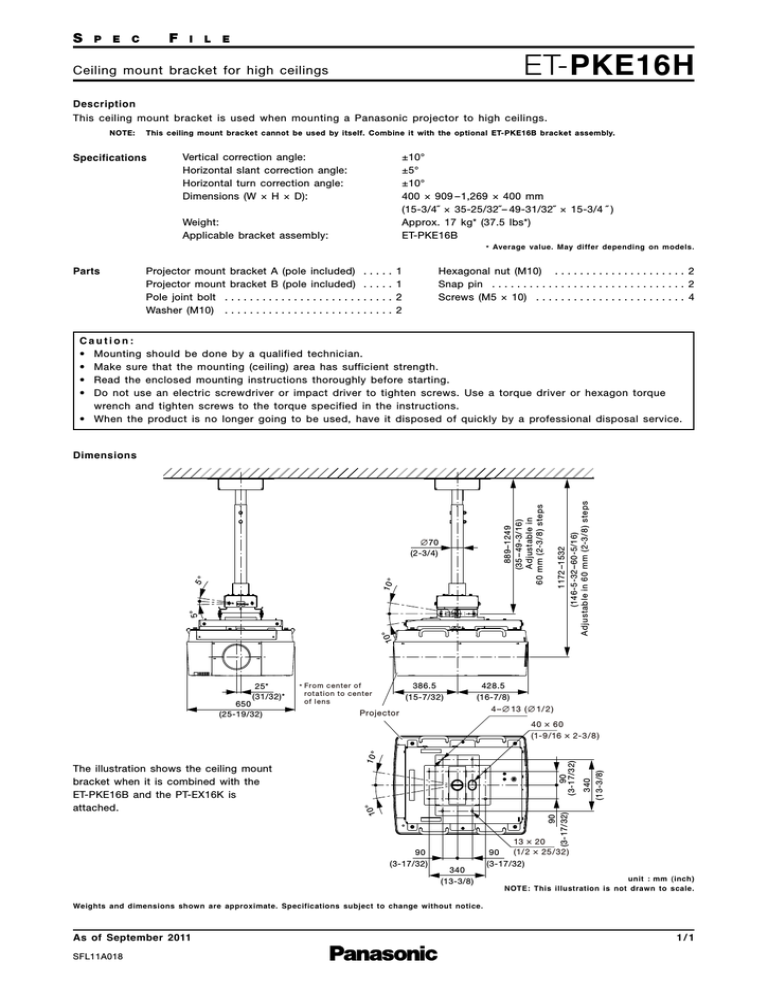 Panasonic ET-PKE16H Datasheet Panasonic ET-PKE16H Datasheet