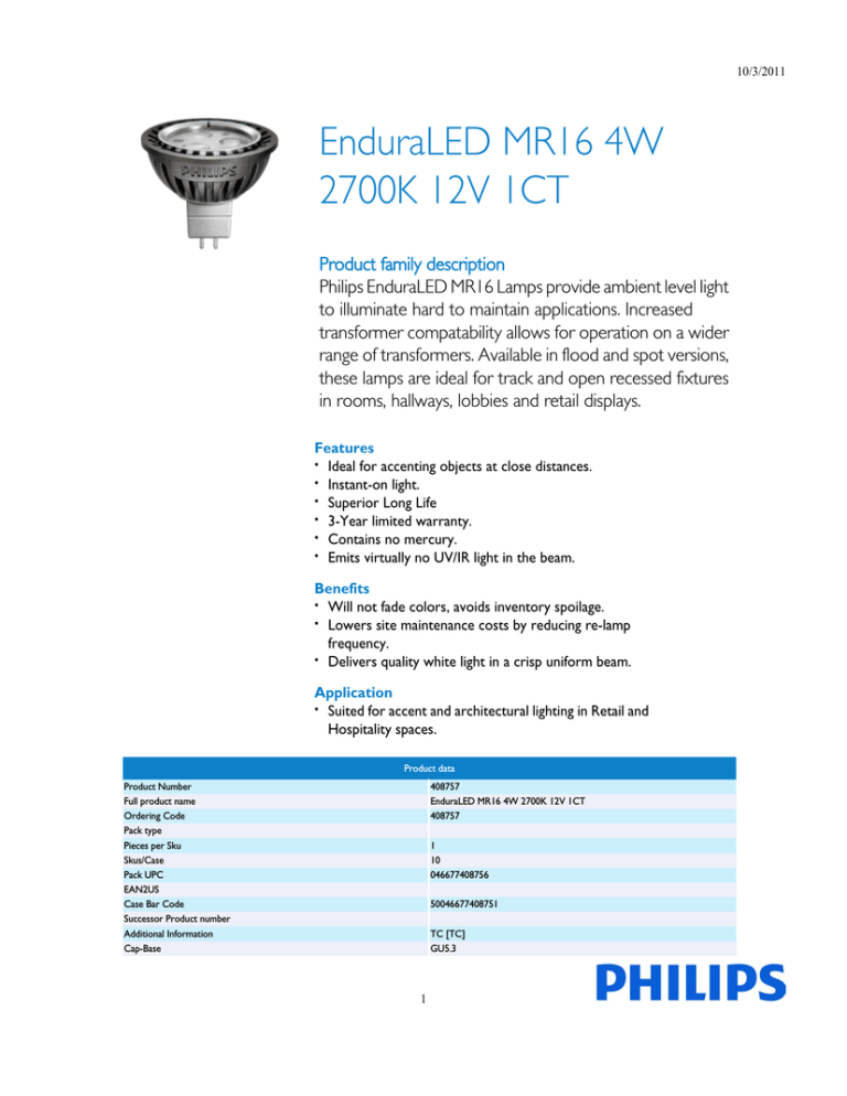 Philips 046677408756 Datasheet Philips 046677408756 Datasheet