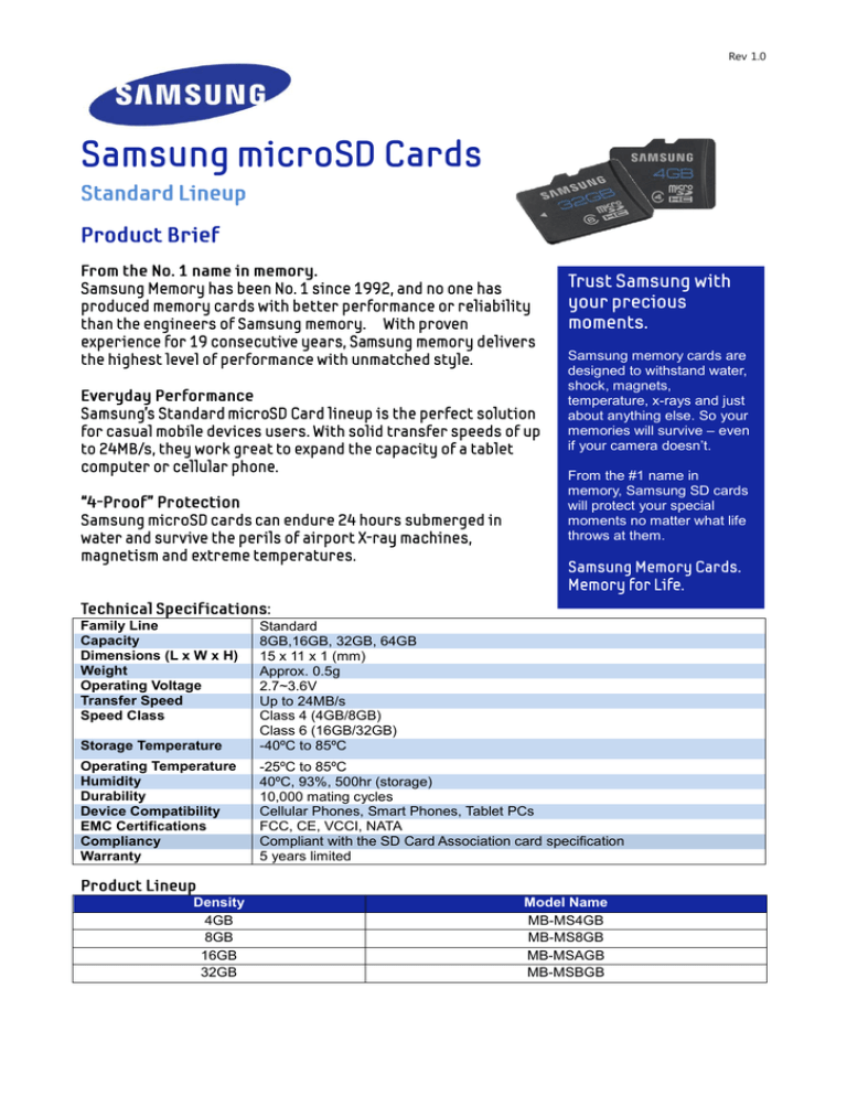Samsung MB-MSAGBA/AM, MB-MS8GBA/AM, MB-MS4GBA/AM Datasheet Samsung MB-MSAGBA/AM, MB-MS8GBA/AM, MB-MS4GBA/AM Datasheet