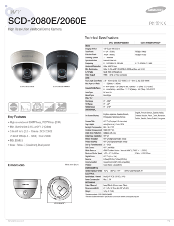 Samsung SCD-2080E surveillance camera Datasheet | Manualzz