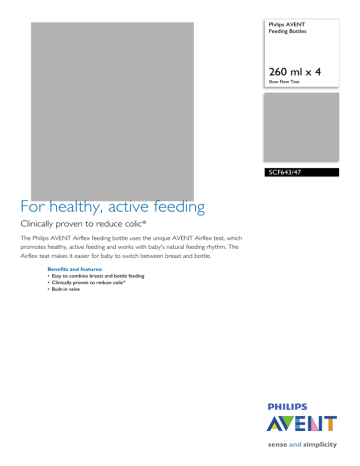 Philips AVENT SCF643/99 Datasheet Philips AVENT SCF643/99 Datasheet