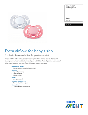 Philips AVENT SCF178/22 Datasheet Philips AVENT SCF178/22 Datasheet