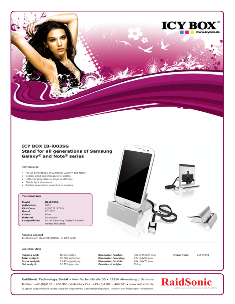 ICY BOX IB-I003SG Datasheet ICY BOX IB-I003SG Datasheet