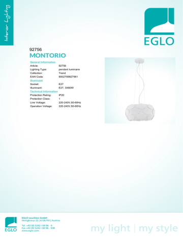 Eglo Montorio Datasheet | Manualzz