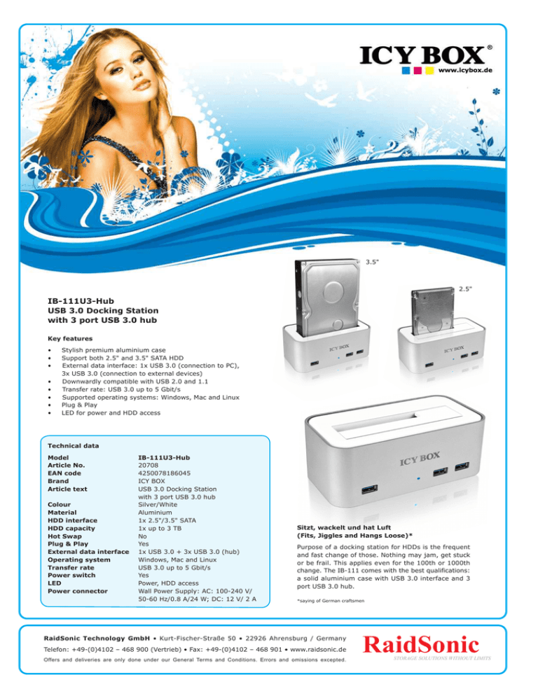ICY BOX IB-111U3-HUB Datasheet ICY BOX IB-111U3-HUB Datasheet