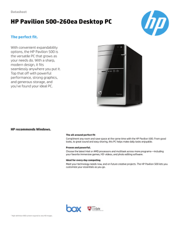 HP Pavilion 500-260ea Datasheet | Manualzz