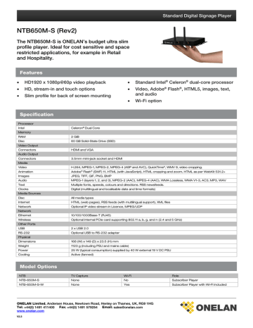 Onelan NTB650M-S Rev2 Datasheet | Manualzz