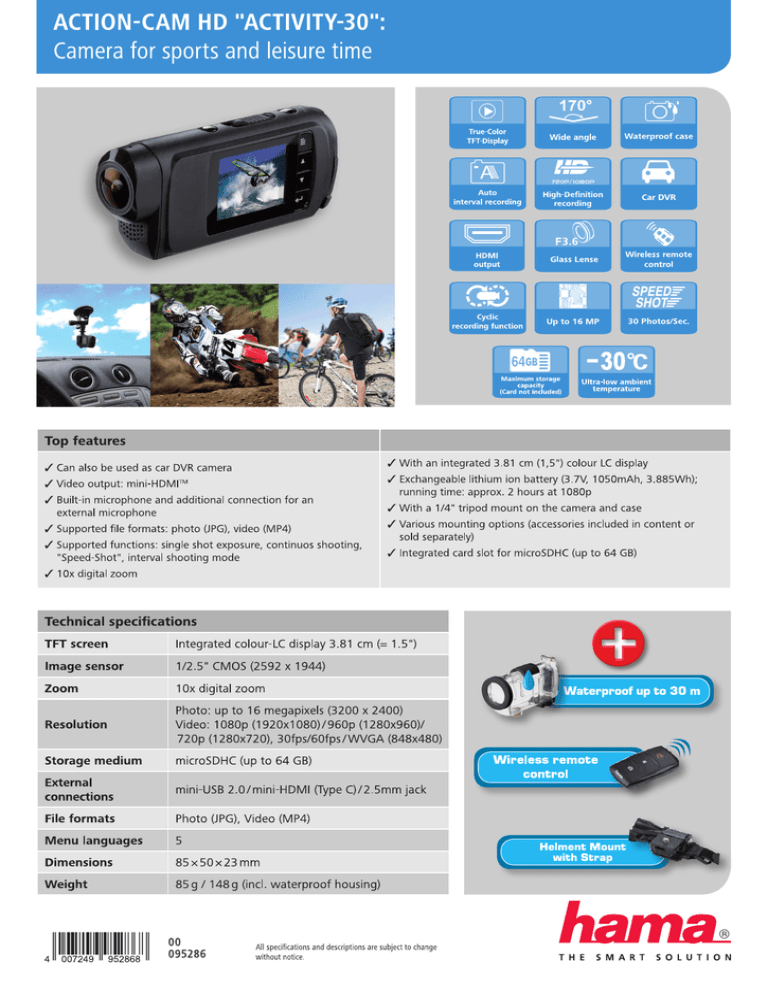 Hama 00095286 Datasheet Hama 00095286 Datasheet