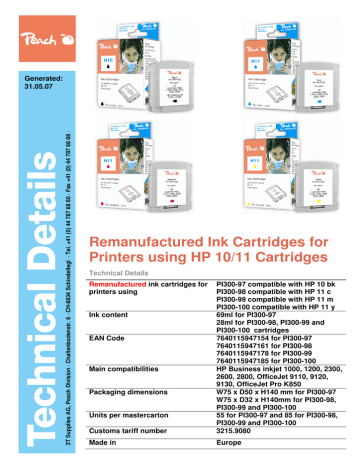 Peach 312343 ink cartridge Datasheet | Manualzz