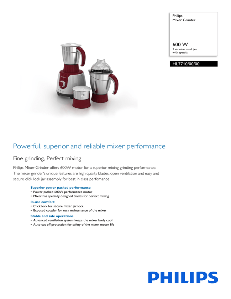 Philips HL7710/00 Datasheet Philips HL7710/00 Datasheet