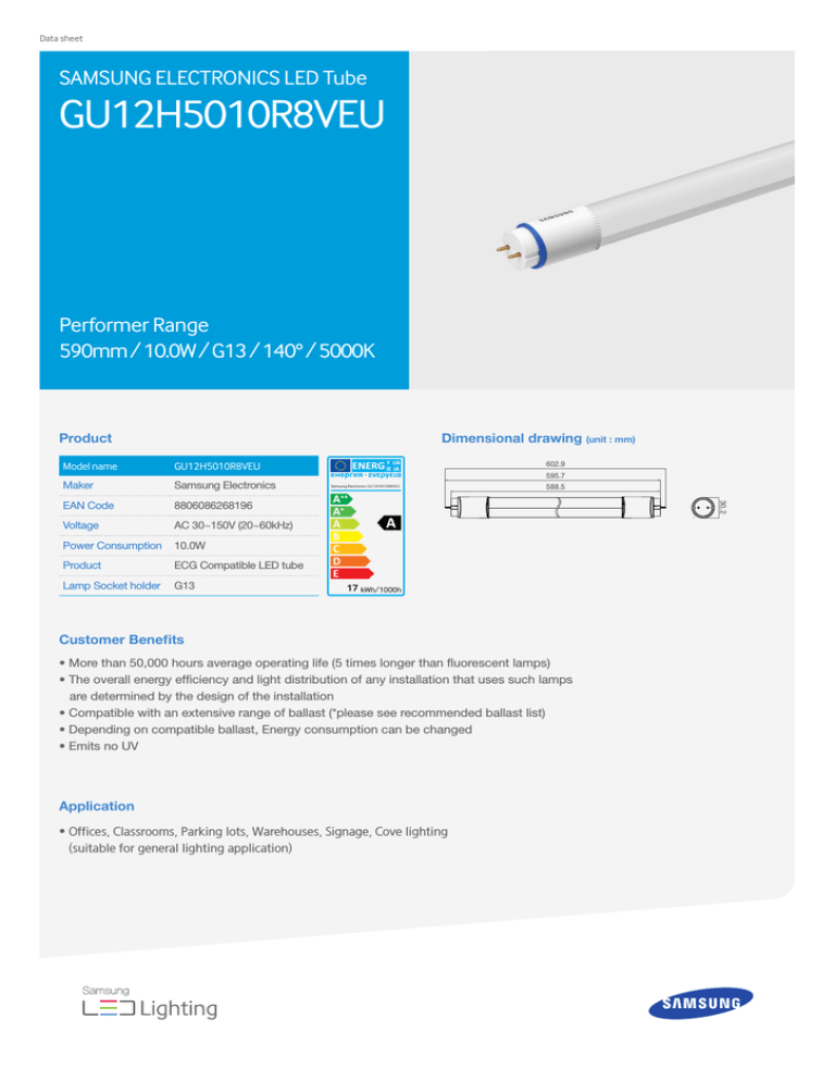 Samsung GU12H5010R8VEU Datasheet Samsung GU12H5010R8VEU Datasheet