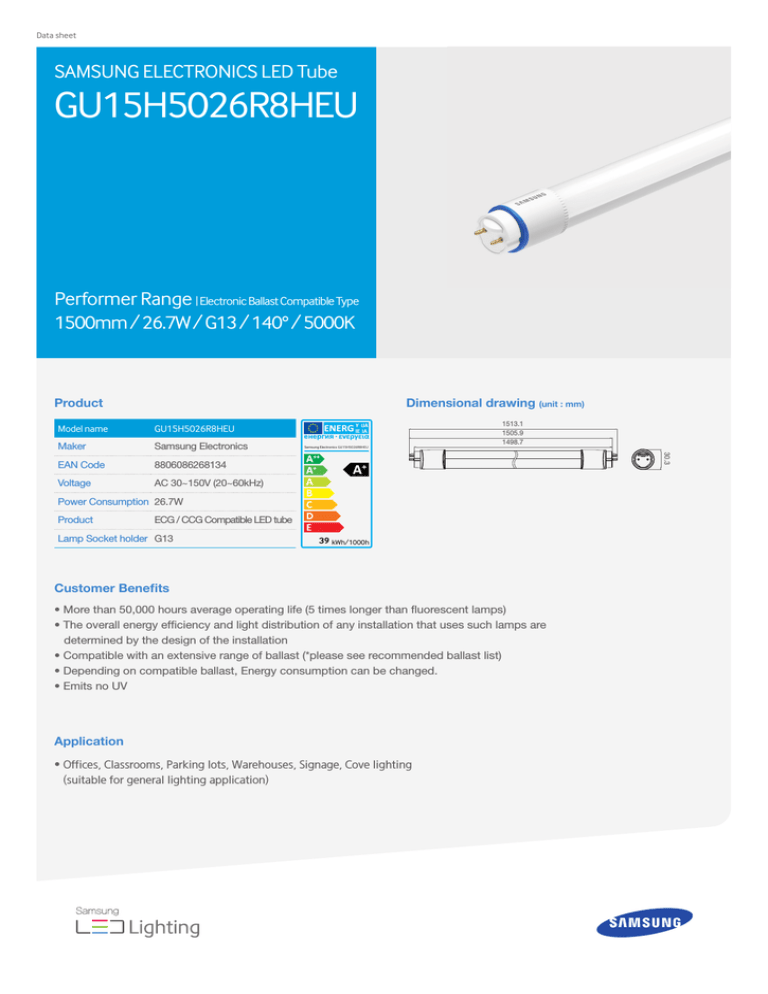 Samsung GU15H5026R8HEU Datasheet Samsung GU15H5026R8HEU Datasheet