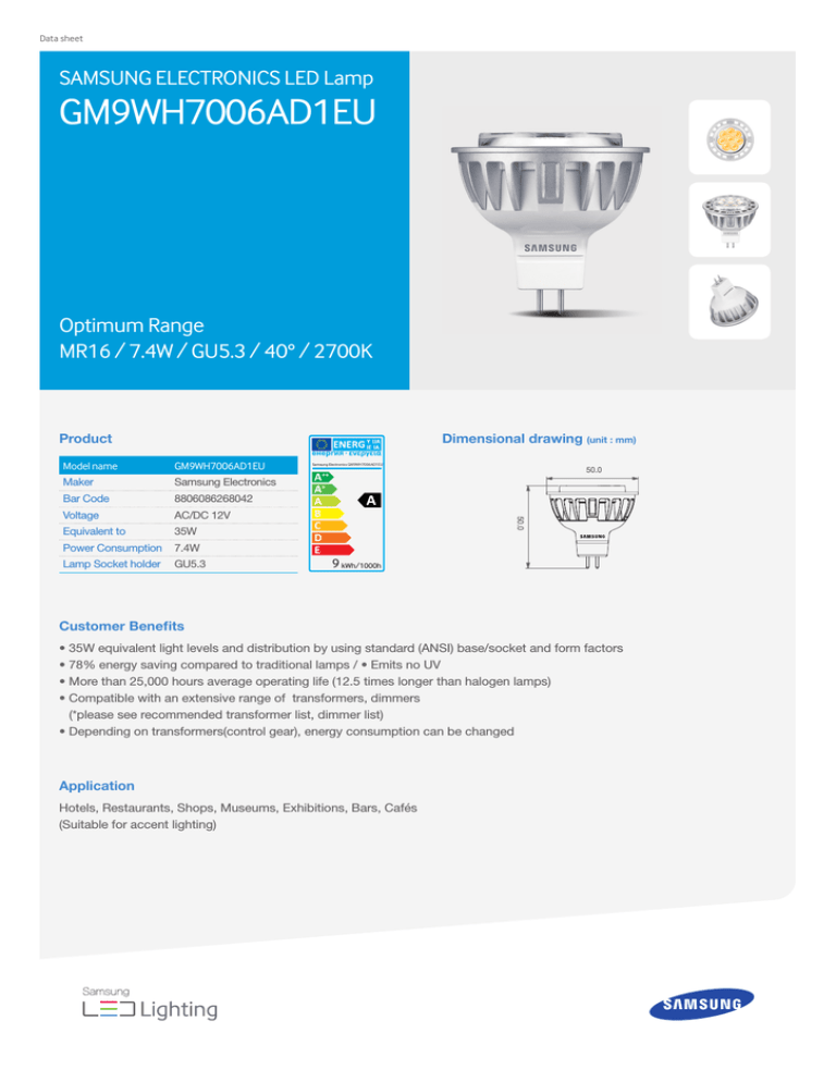 Samsung GM9WH7006AD1EU Datasheet Samsung GM9WH7006AD1EU Datasheet