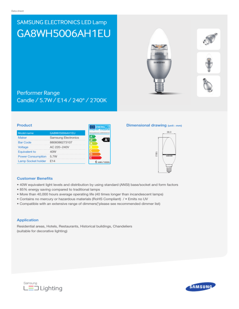 Samsung GA8WH5006AH1EU Datasheet Samsung GA8WH5006AH1EU Datasheet