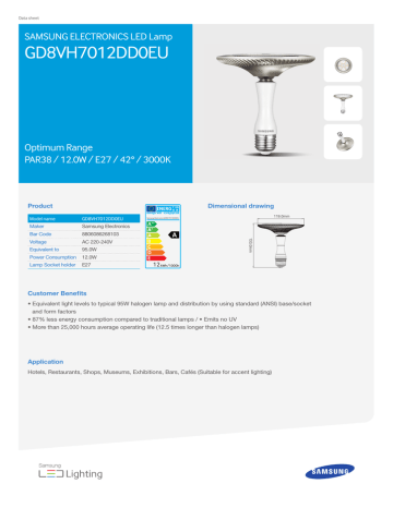 Samsung GD8VH7012DD0EU energy-saving lamp Datasheet | Manualzz