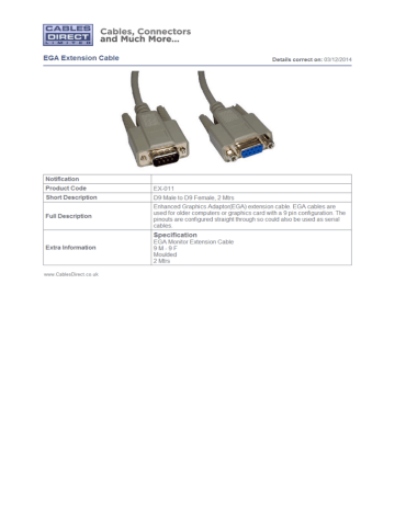 Cables Direct EX-011 Datasheet Cables Direct EX-011 Datasheet