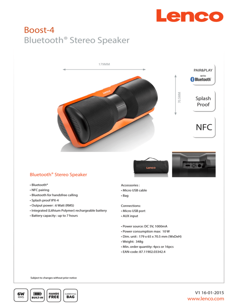 Lenco BOOST-4 Datasheet Lenco BOOST-4 Datasheet