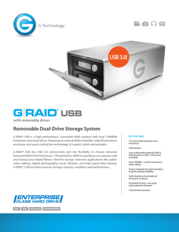 G-Technology G-RAID USB G1 8TB Datasheet | Manualzz