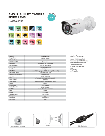 Provision ISR I1 480AHD36 Surveillance Camera Datasheet Manualzz